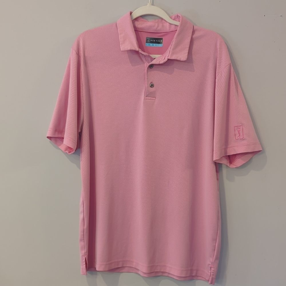 PGA Tour Polo Shirt Pink size Large Golf